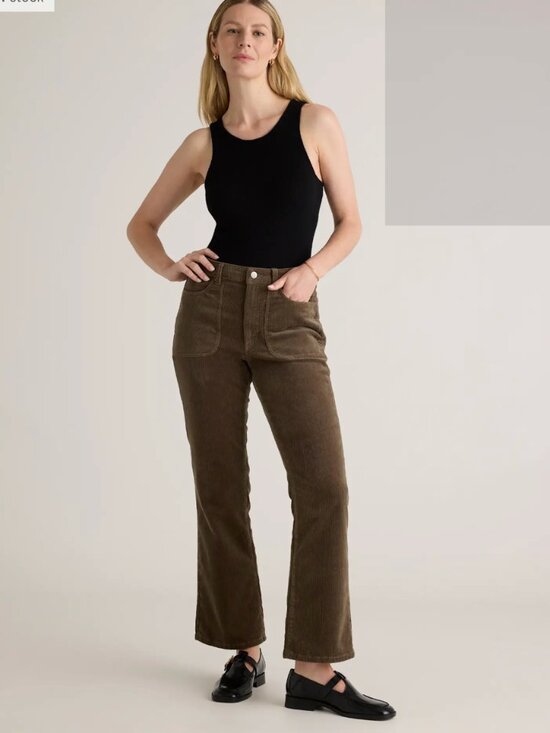 Quince Pants - Quince cordurory pants 10 seaweed green Organic Stretch Corduroy Flare Pants